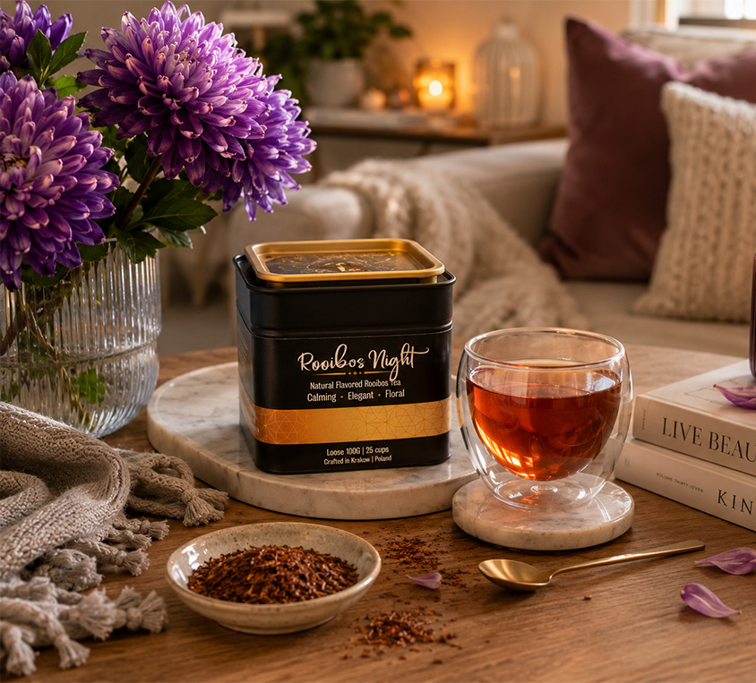 Rooibos Night Leo Tea w eleganckiej puszce